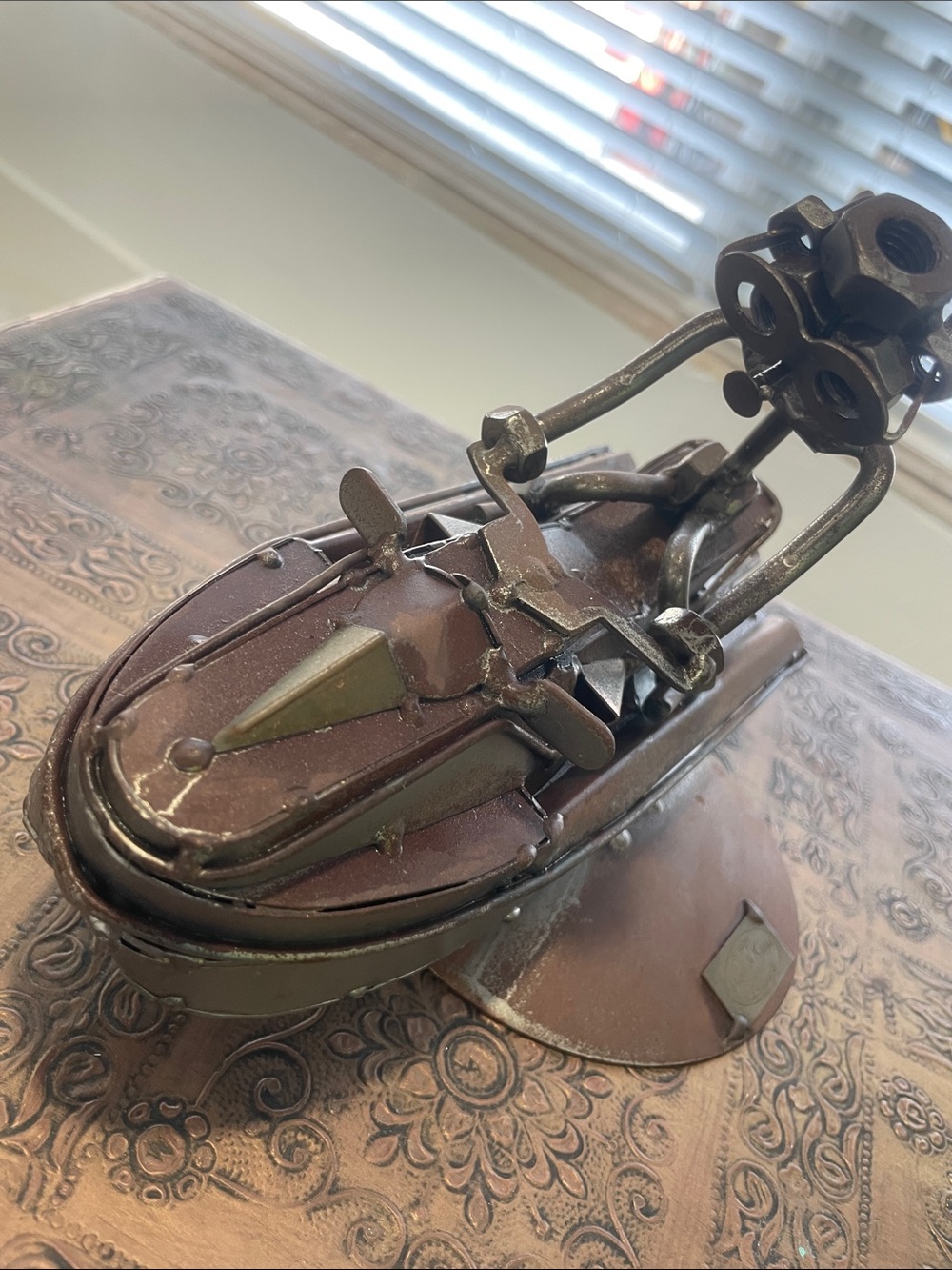 Handcrafted Metal Jet Ski Sculpture - Brown & Olive - Picture 4 of 9